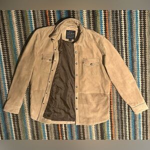 Lucky Brand Mens Suede Lambskin Leather Shirt Jacket XL $399 Tan Beige